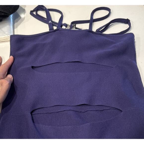 Halston Heritage Aubergine Halter Dress Women’s Size XS Knit Open Back Bodycon - Picture 3 of 9